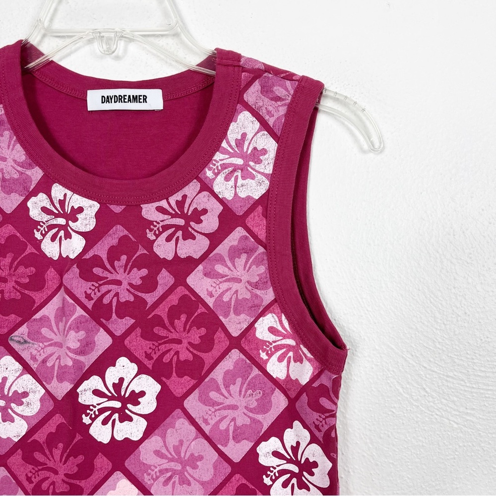 Daydreamer Blooming Pink Floral Shrunken Graphic Tank Top - Picture 3 of 9